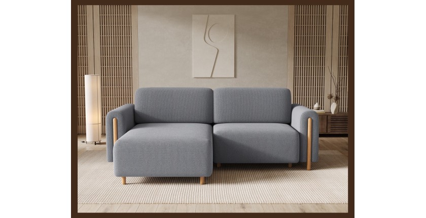 Canapé d’angle convertible ARVESSA gris foncé tissu nid d’abeille – Angle gauche 
