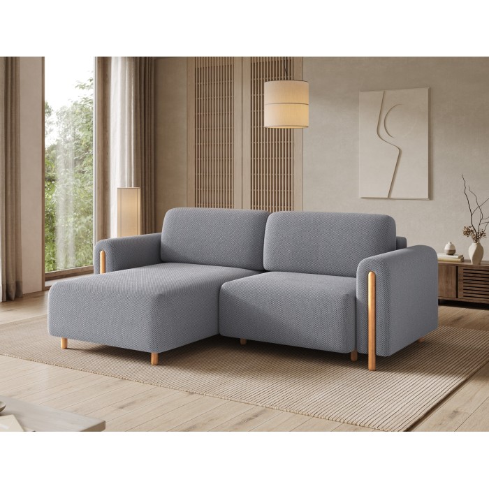 Canapé d’angle convertible ARVESSA gris foncé tissu nid d’abeille – Angle gauche 