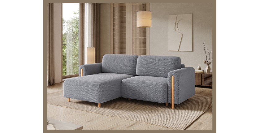 Canapé d’angle convertible ARVESSA gris foncé tissu nid d’abeille – Angle gauche 