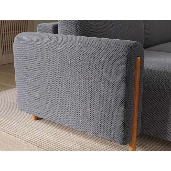 Canapé d’angle convertible ARVESSA gris foncé tissu nid d’abeille – Angle gauche 