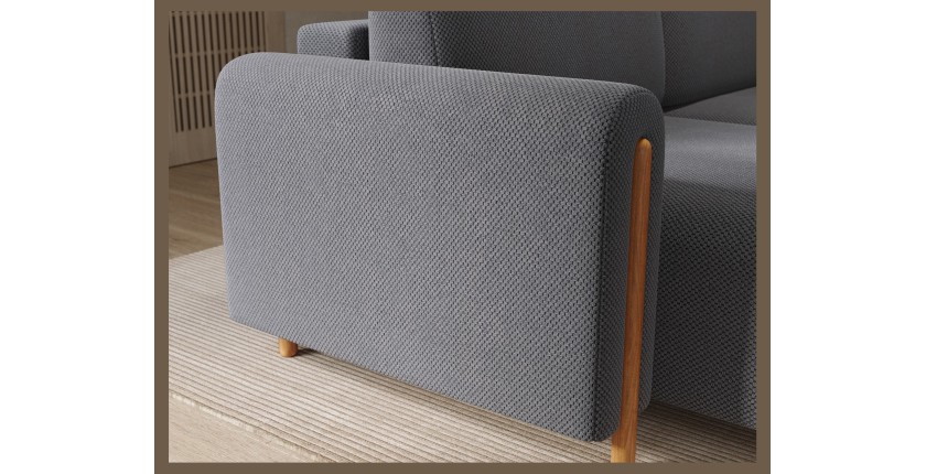 Canapé d’angle convertible ARVESSA gris foncé tissu nid d’abeille – Angle gauche 