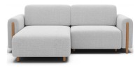Canapé d’angle convertible ARVESSA blanc alpin chenille – Angle gauche avec coffre 