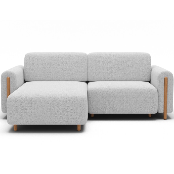 Canapé d’angle convertible ARVESSA blanc alpin chenille – Angle gauche avec coffre 