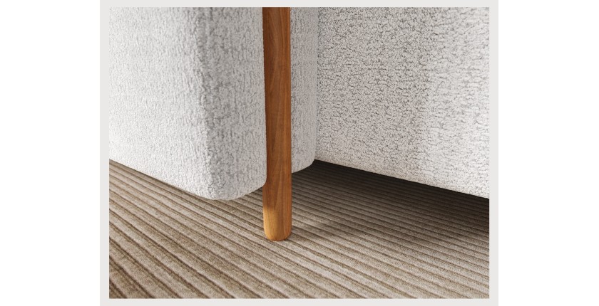 Canapé d’angle convertible ARVESSA blanc alpin chenille – Angle gauche avec coffre 