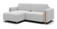 Canapé d’angle convertible ARVESSA blanc alpin chenille – Angle gauche avec coffre 