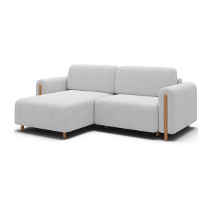 Canapé d’angle convertible ARVESSA blanc alpin chenille – Angle gauche avec coffre 
