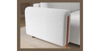 Canapé d’angle convertible ARVESSA blanc alpin chenille – Angle gauche avec coffre 