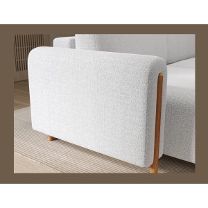 Canapé d’angle convertible ARVESSA blanc alpin chenille – Angle gauche avec coffre 
