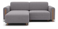 Canapé d’angle convertible ARVESSA gris clair velours côtelé – Angle gauche 