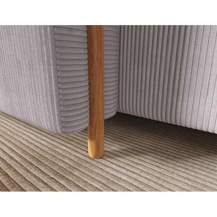 Canapé d’angle convertible ARVESSA gris clair velours côtelé – Angle gauche 