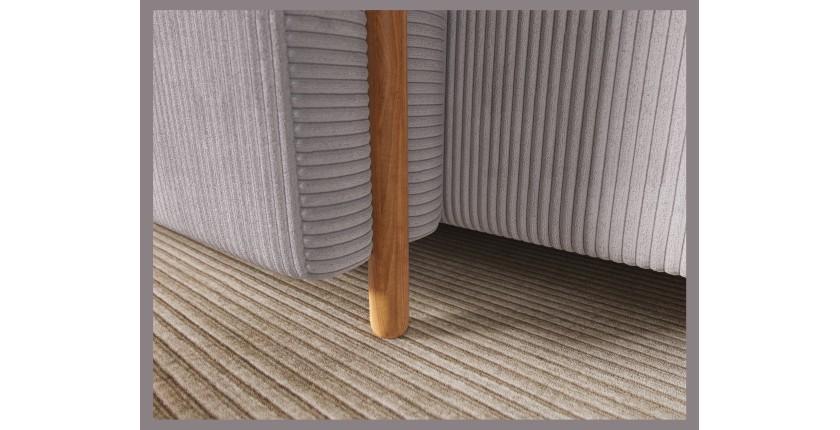 Canapé d’angle convertible ARVESSA gris clair velours côtelé – Angle gauche 