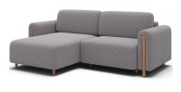 Canapé d’angle convertible ARVESSA gris clair velours côtelé – Angle gauche 