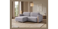 Canapé d’angle convertible ARVESSA gris clair velours côtelé – Angle gauche 
