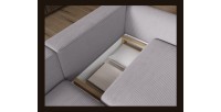 Canapé d’angle convertible ARVESSA gris clair velours côtelé – Angle gauche 