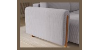 Canapé d’angle convertible ARVESSA gris clair velours côtelé – Angle gauche 