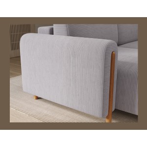 Canapé d’angle convertible ARVESSA gris clair velours côtelé – Angle gauche 