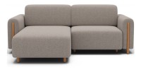 Canapé d’angle convertible ARVESSA beige chenille – Angle gauche avec coffre 