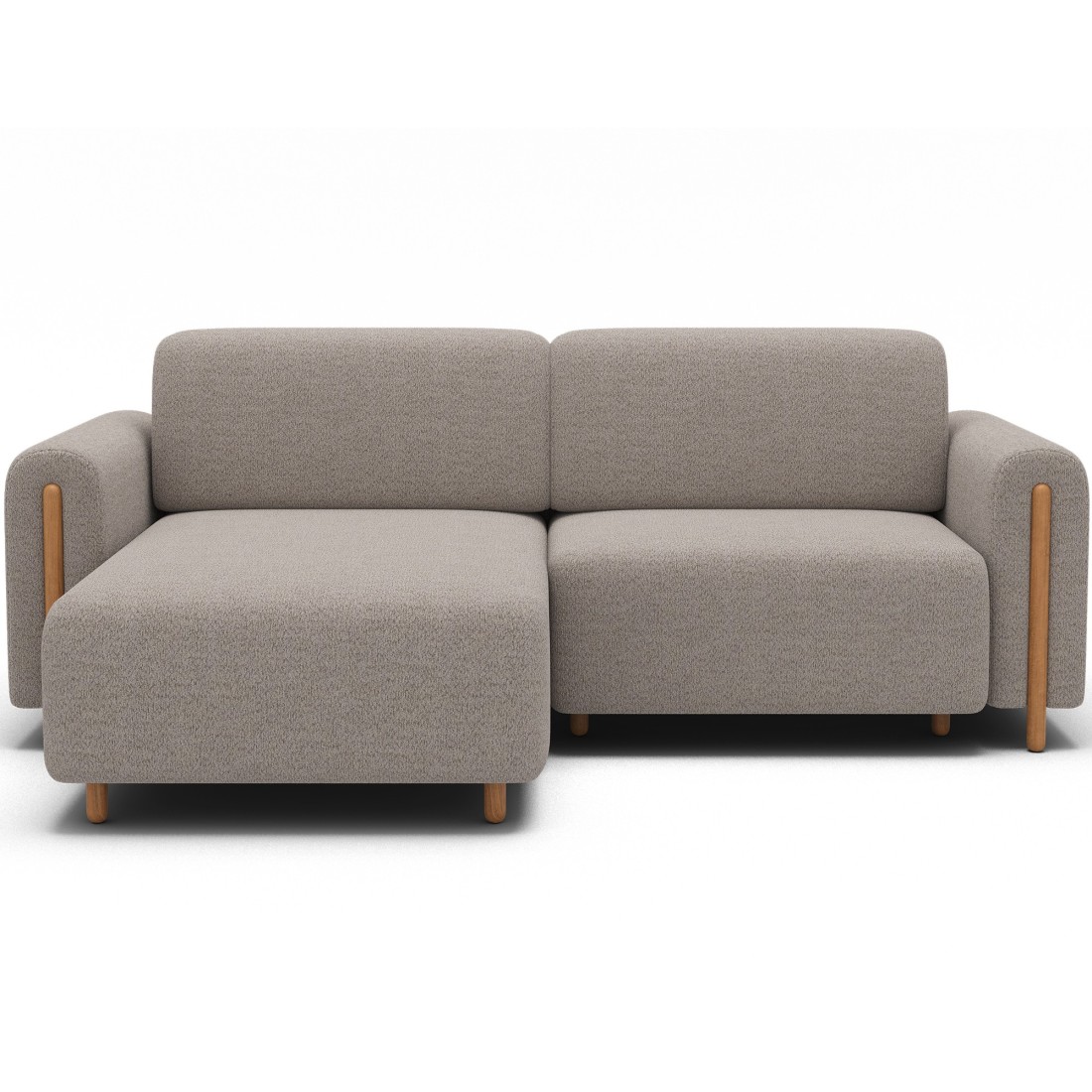 Canapé d’angle convertible ARVESSA beige chenille – Angle gauche avec coffre 