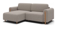 Canapé d’angle convertible ARVESSA beige chenille – Angle gauche avec coffre 