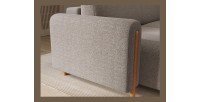 Canapé d’angle convertible ARVESSA beige chenille – Angle gauche avec coffre 
