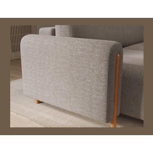 Canapé d’angle convertible ARVESSA beige chenille – Angle gauche avec coffre 