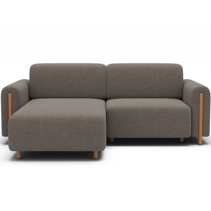 Canapé d’angle convertible ARVESSA marron clair chenille – Angle gauche 