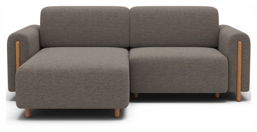Canapé d’angle convertible ARVESSA marron clair chenille – Angle gauche 