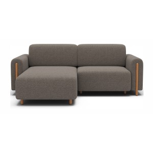Canapé d’angle convertible ARVESSA marron clair chenille – Angle gauche 