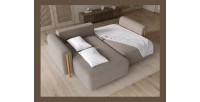 Canapé d’angle convertible ARVESSA marron clair chenille – Angle gauche 