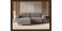 Canapé d’angle convertible ARVESSA marron clair chenille – Angle gauche 