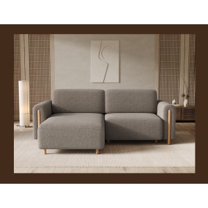 Canapé d’angle convertible ARVESSA marron clair chenille – Angle gauche 
