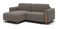 Canapé d’angle convertible ARVESSA marron clair chenille – Angle gauche 