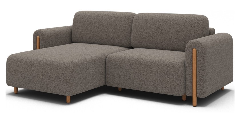 Canapé d’angle convertible ARVESSA marron clair chenille – Angle gauche 