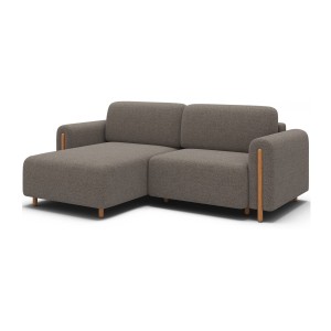 Canapé d’angle convertible ARVESSA marron clair chenille – Angle gauche 