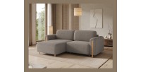 Canapé d’angle convertible ARVESSA marron clair chenille – Angle gauche 