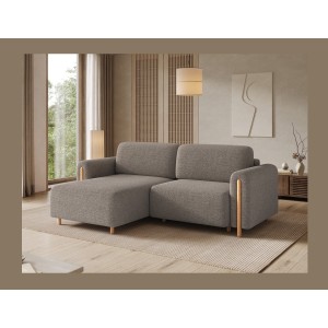 Canapé d’angle convertible ARVESSA marron clair chenille – Angle gauche 