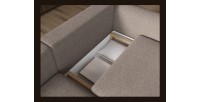 Canapé d’angle convertible ARVESSA marron clair chenille – Angle gauche 