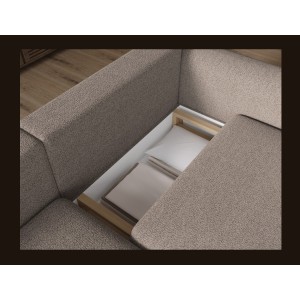 Canapé d’angle convertible ARVESSA marron clair chenille – Angle gauche 