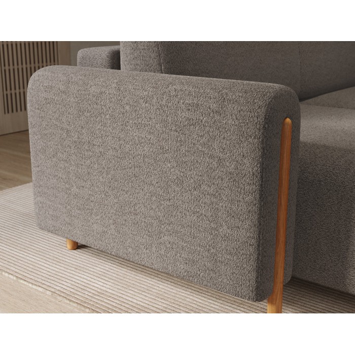 Canapé d’angle convertible ARVESSA marron clair chenille – Angle gauche 