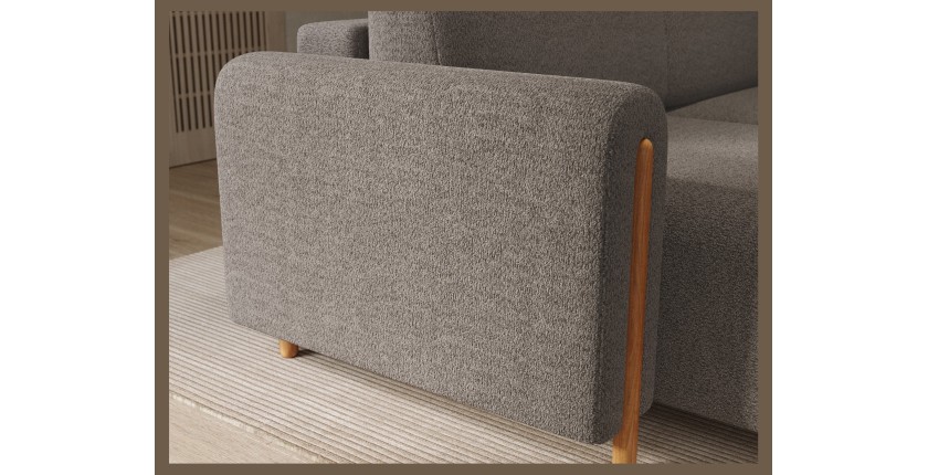 Canapé d’angle convertible ARVESSA marron clair chenille – Angle gauche 