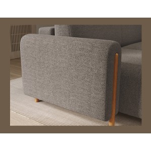 Canapé d’angle convertible ARVESSA marron clair chenille – Angle gauche 