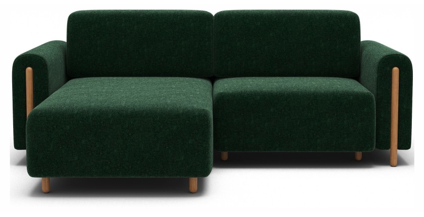Canapé d’angle convertible ARVESSA vert émeraude chenille – Angle gauche 