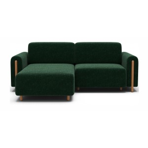 Canapé d’angle convertible ARVESSA vert émeraude chenille – Angle gauche 