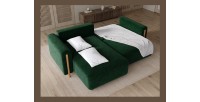 Canapé d’angle convertible ARVESSA vert émeraude chenille – Angle gauche 