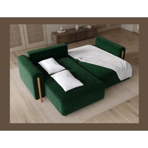 Canapé d’angle convertible ARVESSA vert émeraude chenille – Angle gauche 