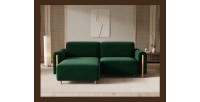 Canapé d’angle convertible ARVESSA vert émeraude chenille – Angle gauche 