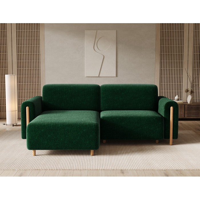 Canapé d’angle convertible ARVESSA vert émeraude chenille – Angle gauche 