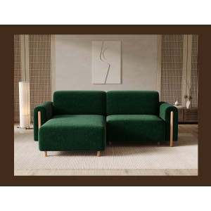 Canapé d’angle convertible ARVESSA vert émeraude chenille – Angle gauche 