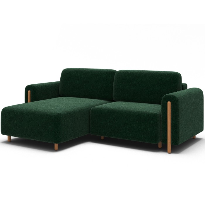 Canapé d’angle convertible ARVESSA vert émeraude chenille – Angle gauche 