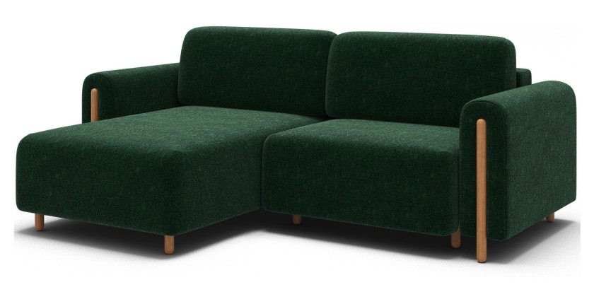Canapé d’angle convertible ARVESSA vert émeraude chenille – Angle gauche 